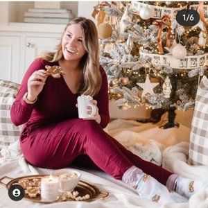 Smash + Tess Burgundy V-Neck Jumpsuit